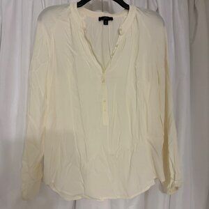 J.Crew XS Cream Button-Front Long-Sleeve Blouse Womens XS